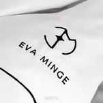 Pościel z makosatyny 160x200 MINGE 2B Eva Minge biała z lamówką czarną i logo projektantki - 5