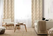 Zasłona na przelotkach 140x250 GOJA zaciemniająca Pierre Cardin kremowa z modnym motywem złotych liści miłorzębu - 12