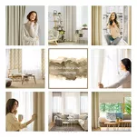 Zasłona na przelotkach 140x250 GOJA zaciemniająca Pierre Cardin kremowa z modnym motywem złotych liści miłorzębu - 14