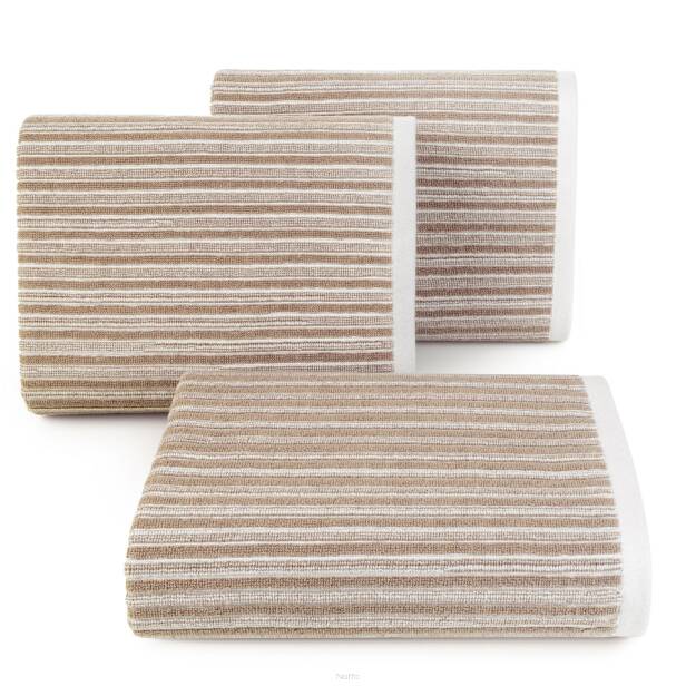 Ręcznik bawełniany 70x140 SEVILLE 1 beżowy w prążki na całym ręczniku Terra Collection