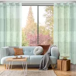 Zasłona na przelotkach ESTERI miętowa z matowej tkaniny zdobiona puszystą geometryczną aplikacją - 8