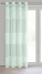Zasłona na przelotkach ESTERI miętowa z matowej tkaniny zdobiona puszystą geometryczną aplikacją - 5
