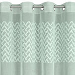 Zasłona na przelotkach ESTERI miętowa z matowej tkaniny zdobiona puszystą geometryczną aplikacją - 4
