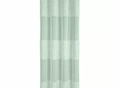 Zasłona gotowa na przelotkach ESTERI miętowa z matowej tkaniny zdobiona puszystą geometryczną aplikacją