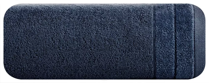 Ręcznik bawełniany 70x140 DAMLA granatowy gładki z subtelną bordiurą 500 g/m2