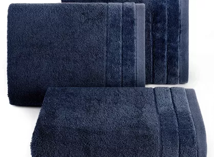 Ręcznik bawełniany 70x140 DAMLA granatowy gładki z subtelną bordiurą