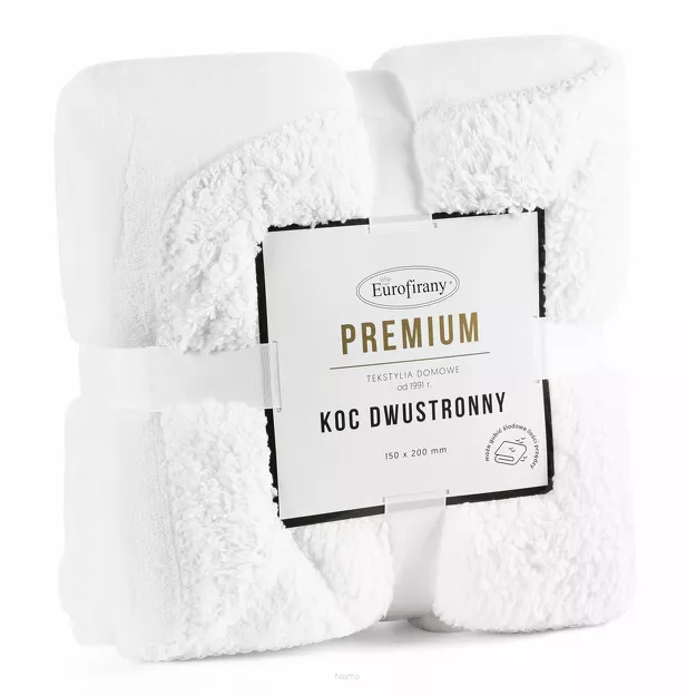 Koc jednokolorowy 150x200 TEDY biały imitujący buklę