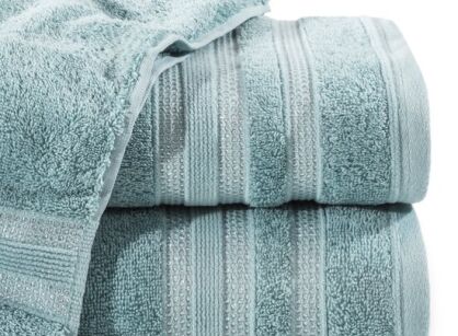 Ręcznik bawełniany 70x140 JUDY miętowy z delikatną bordiurą z błyszczącą srebrną nicią