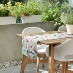 Bieżnik na taras 40x180 GARDEN 32 biały wodoodporny niebieski motyw kwiatowy - 6