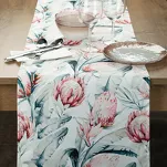 Bieżnik na taras 40x180 GARDEN 32 biały wodoodporny niebieski motyw kwiatowy - 8