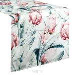 Bieżnik na taras 40x180 GARDEN 32 biały wodoodporny niebieski motyw kwiatowy - 3