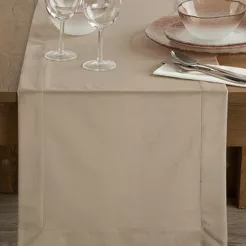 Bieżnik welwetowy 40x140 MELINDA beżowy wykończony mankietem