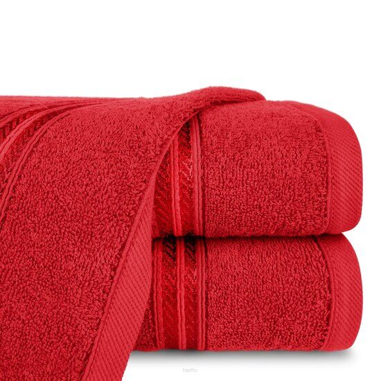 Ręcznik bawełniany 50x90 LORI czerwony z delikatną bordiurą z błyszczącą nicią