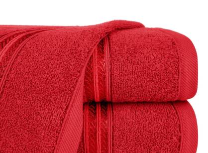 Ręcznik bawełniany 50x90 LORI czerwony z delikatną bordiurą z błyszczącą nicią 