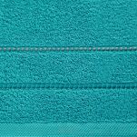 Ręcznik 70x140 SUZI turkusowy z kontrastującą stebnowaną bordiurą w delikatne paseczki 500 g/m2 - 2