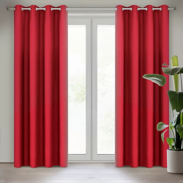 Zasłona na przelotkach 140x250 RITA jednokolorowa czerwona z miękkiej tkaniny