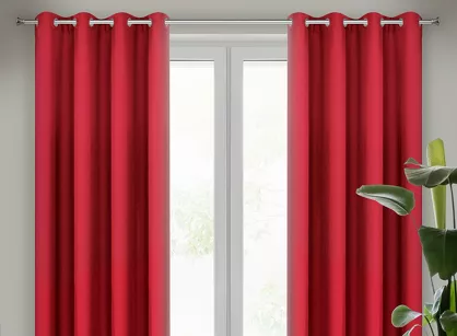 Zasłona na przelotkach 140x250 RITA jednokolorowa czerwona z miękkiej tkaniny