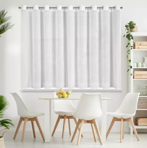 Firana na przelotkach 295x160 ARLETA biała z szyfonu z delikatnym połyskiem