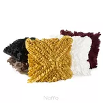 Poszewka jednokolorowa 45x45 MIRENA czarna zdobiona falbanami - 2