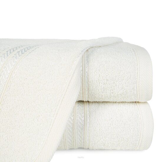 Ręcznik bawełniany 30x50 LORI kremowy z delikatną bordiurą z błyszczącą nicią