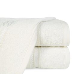 Ręcznik bawełniany 30x50 LORI kremowy z delikatną bordiurą z błyszczącą nicią