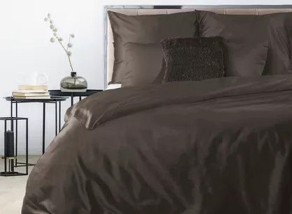Pościel satynowa 180x200 NOVA 3 jednokolorowa gładka brązowa