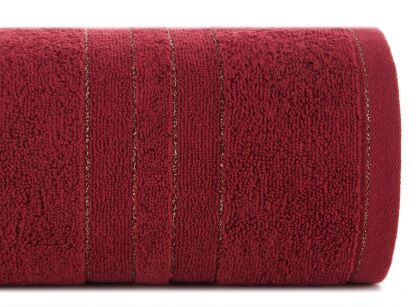 Ręcznik bawełniany 70x140 GALA bordowy zdobiony bordiurą z błyszczącą nicią