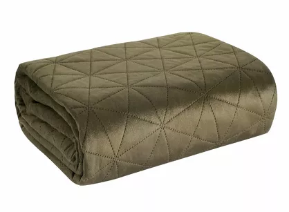 Narzuta welwetowa 200x220 LUIZ 3 brązowa pikowana w geometryczny wzór