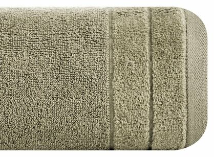 Ręcznik bawełniany 70x140 DAMLA jasny brąz gładki z subtelną bordiurą