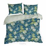 Pościel satynowa 160x200 SPRING 68 niebiesko miętowa nadruk kwiatów - 6