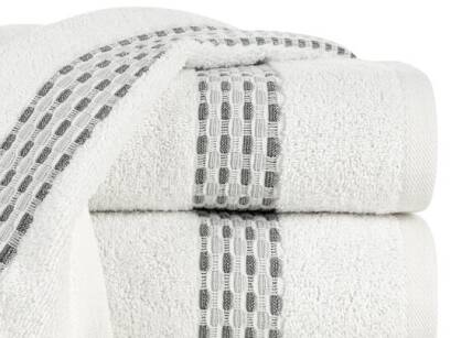 Ręcznik bawełniany 50x90 RIVA biały z przeplataną bordiurą efekt 3D