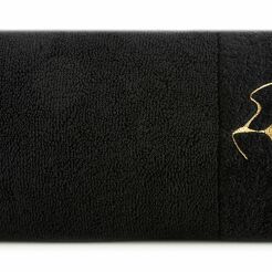 Ręcznik 70x140 GAJA Eva Minge czarny z welwetową bordiurą sygnowaną logo projektantki 550 g/m2