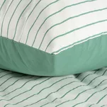 Pościel satynowa 220x200 RAYA biała miętowa w paseczki - 2