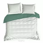 Pościel satynowa 220x200 RAYA biała miętowa w paseczki - 7