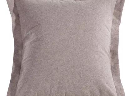 Poszewka jednokolorowa 40x40 LIDIA beżowa w stylu eko z ozdobną kantą