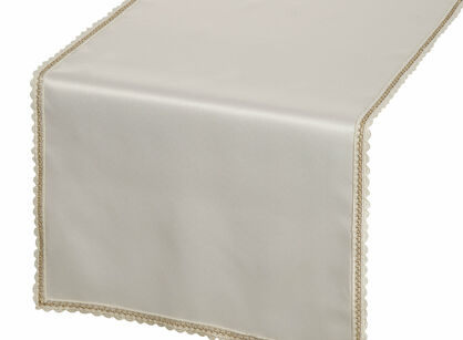 Bieżnik 40x180 LACE kremowy wykończony szampańską koronką