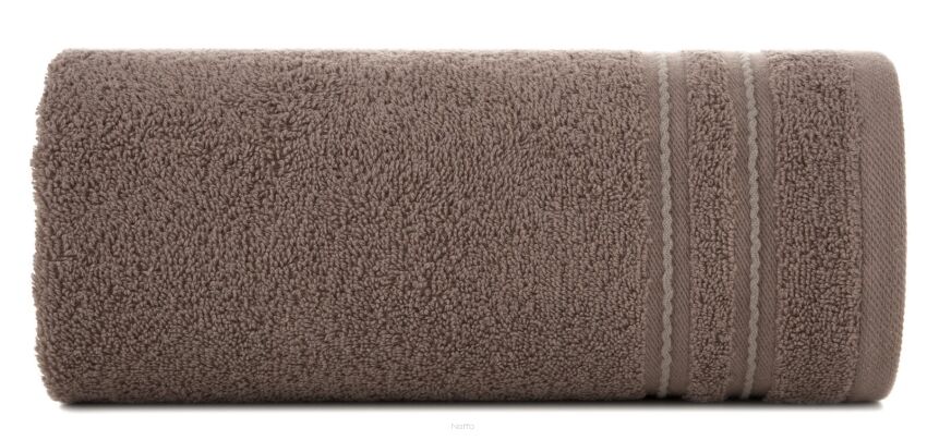 Ręcznik bawełniany 50x90 EMINA brązowy ze stebnowaną bordiurą