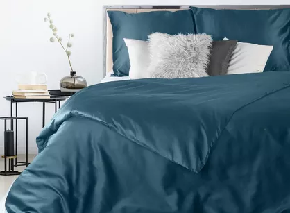 Pościel satynowa 160x200 NOVA 3 jednokolorowa gładka granatowa