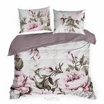 Pościel bawełniana 140x200 PEONY biała wrzosowa z wzorem piwonii z kolekcji Classic Family - 6