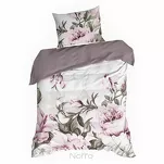 Pościel bawełniana 140x200 PEONY biała wrzosowa z wzorem piwonii z kolekcji Classic - 5