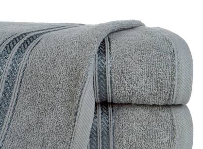 Ręcznik bawełniany 50x90 LORI stalowy z delikatną bordiurą z błyszczącą nicią 
