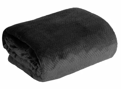 Koc 150x200 CINDY 5 czarny puszysty w jodełkę Design 91