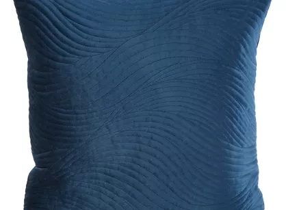 Poszewka welwetowa 45x45 RIA 5 granatowa przeszywana grubą nicią zdobiona falującym wzorem