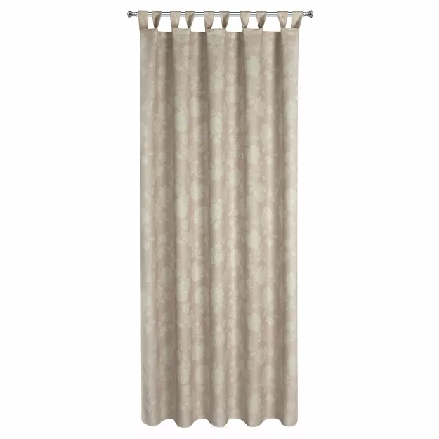 Zasłona na taras 155x220 GARDEN 15 pudrowa na szelkach zapinanymi na rzepy wodoodporna z motywem roślinnym