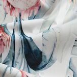 Obrus na taras fi 150 GARDEN 32 biały wodoodporny niebieski motyw kwiatowy - 2