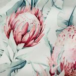 Obrus na taras fi 150 GARDEN 32 biały wodoodporny niebieski motyw kwiatowy - 5