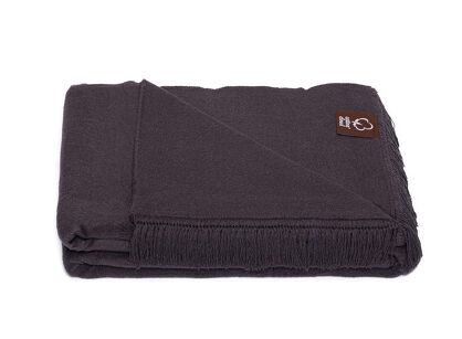 Koc bawełniany 150x200 0293-31 zinn grafitowy gładki z frędzlami