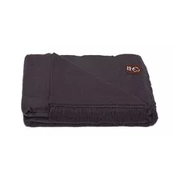 Koc bawełniany 150x200 0293-31 zinn grafitowy gładki z frędzlami