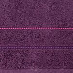 Ręcznik 50x90 SUZI ciemny fiolet z kontrastującą stebnowaną bordiurą w delikatne paseczki 500 g/m2 - 2