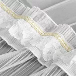 Firana na przelotkach 140x250 MEGAN biała zdobiona ozdobna koronką z falbanką - 3